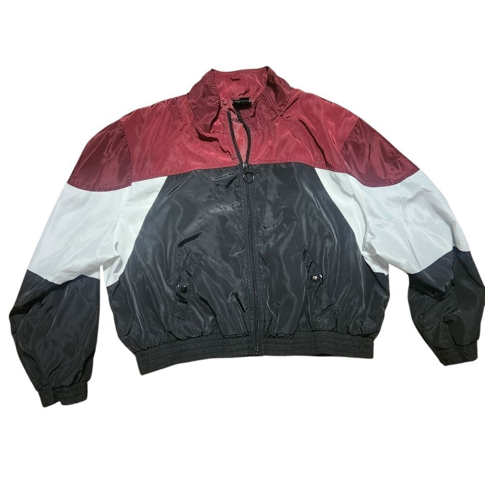 New Look Sport Windbreaker Plus Size 3X Maroon Black White Full Zip Jacket - Picture 5 of 9
